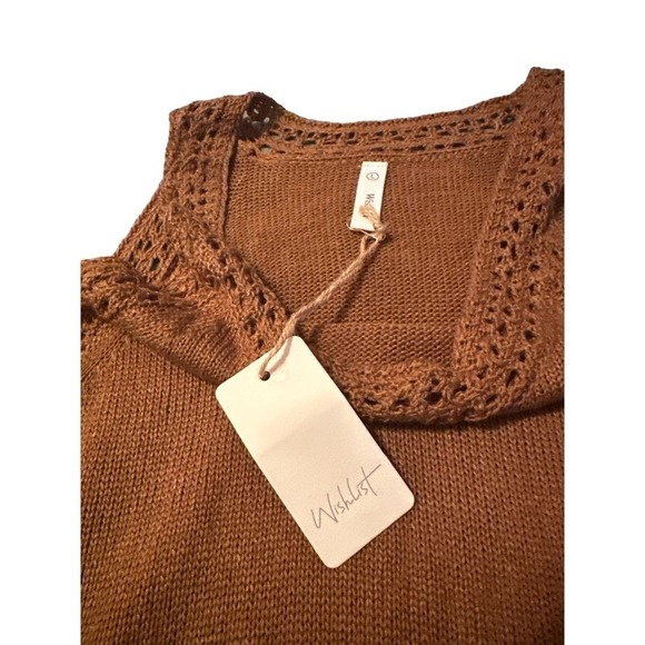 Wishlist Women's Acrylic Sleeveless Ribbed Crochet Tank Sweater Size L Brown NWT - Picture 8 of 9